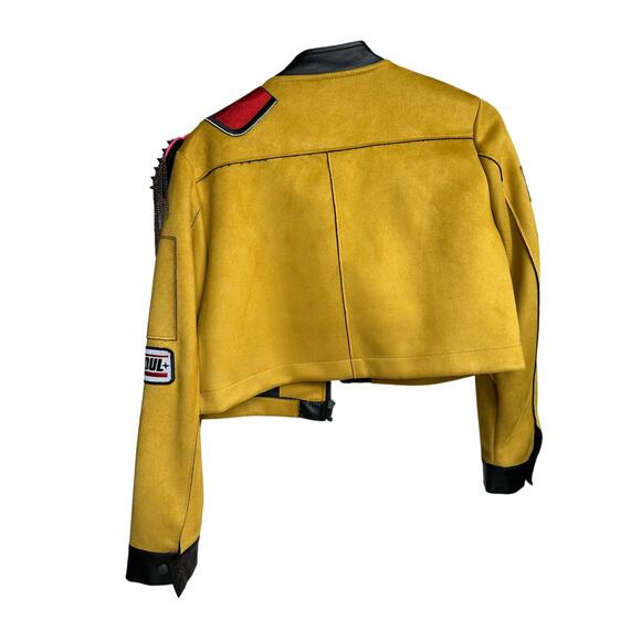 RARE! Custom Rumi Yellow Leather Cosplay Suede and Leather Jacket - Size L - Picture 2 of 12